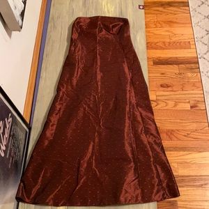 Vintage satin burgundy evening maxi dress iridescent
